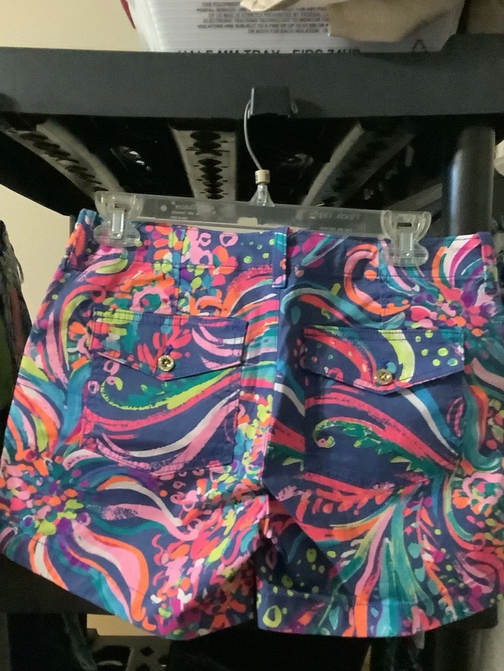 Lilly‎ Pulitzer Navy Floral Swim/Resort Shorts in Neon Mix, 2% spandex